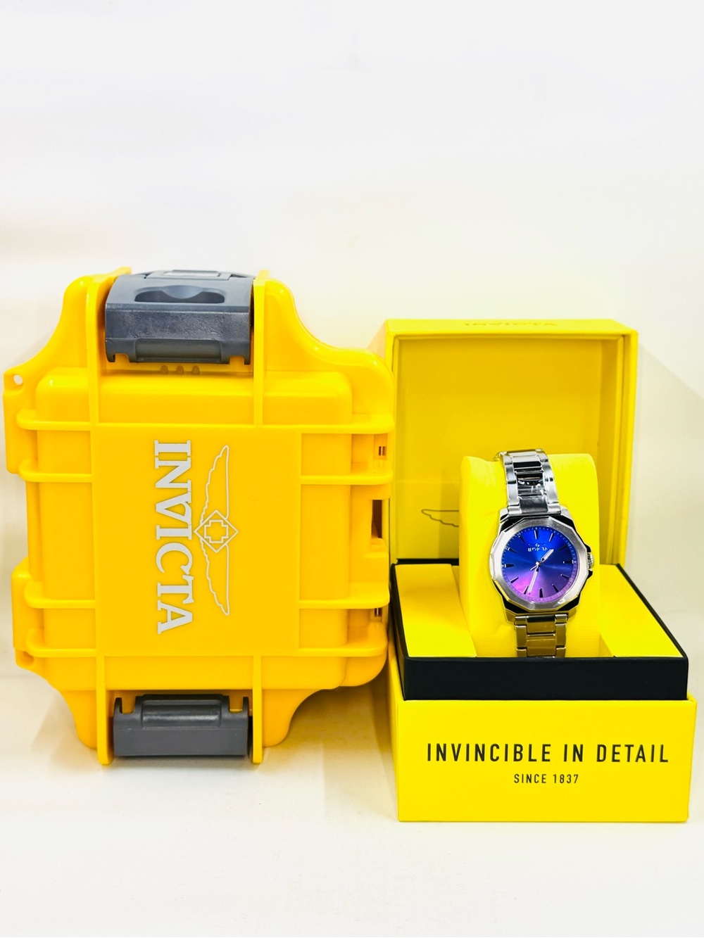 Invicta Speedway Facetio 50998 Silver Band W/Purple Ombré Face Watch &Dive Case